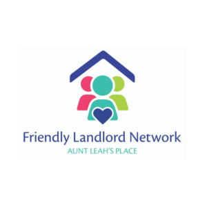 A logo depicting a simple image of three people under a roof. The text reads "Friendly Landlord Network"