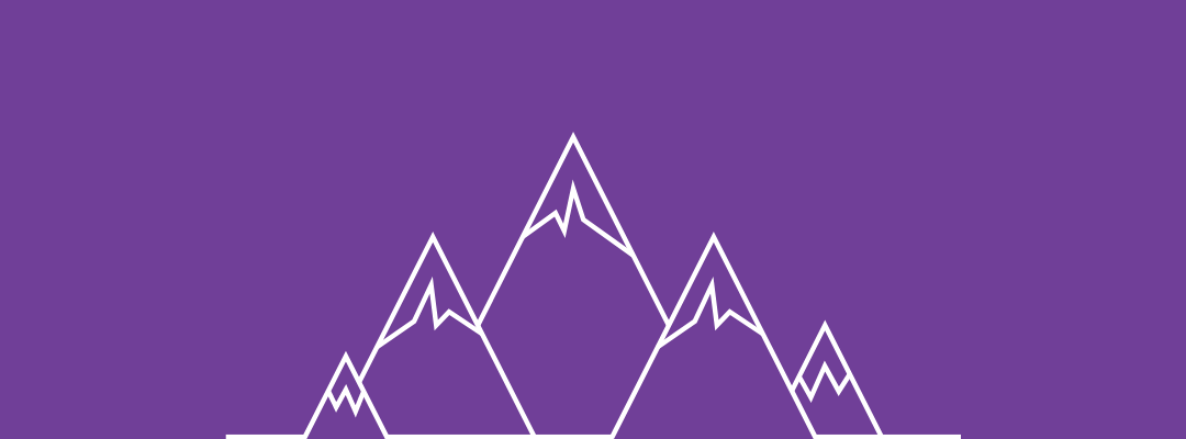 White minimalist mountains drawn on a plummy-purple background